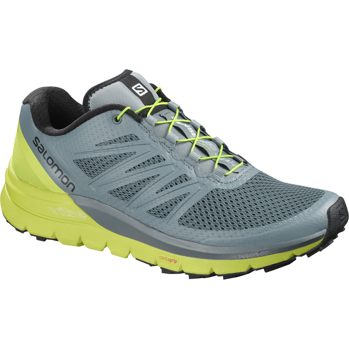 Salomon Singapore Mens Trail Running Shoes - SENSE PRO MAX Blue/Green | 61089-DVHN